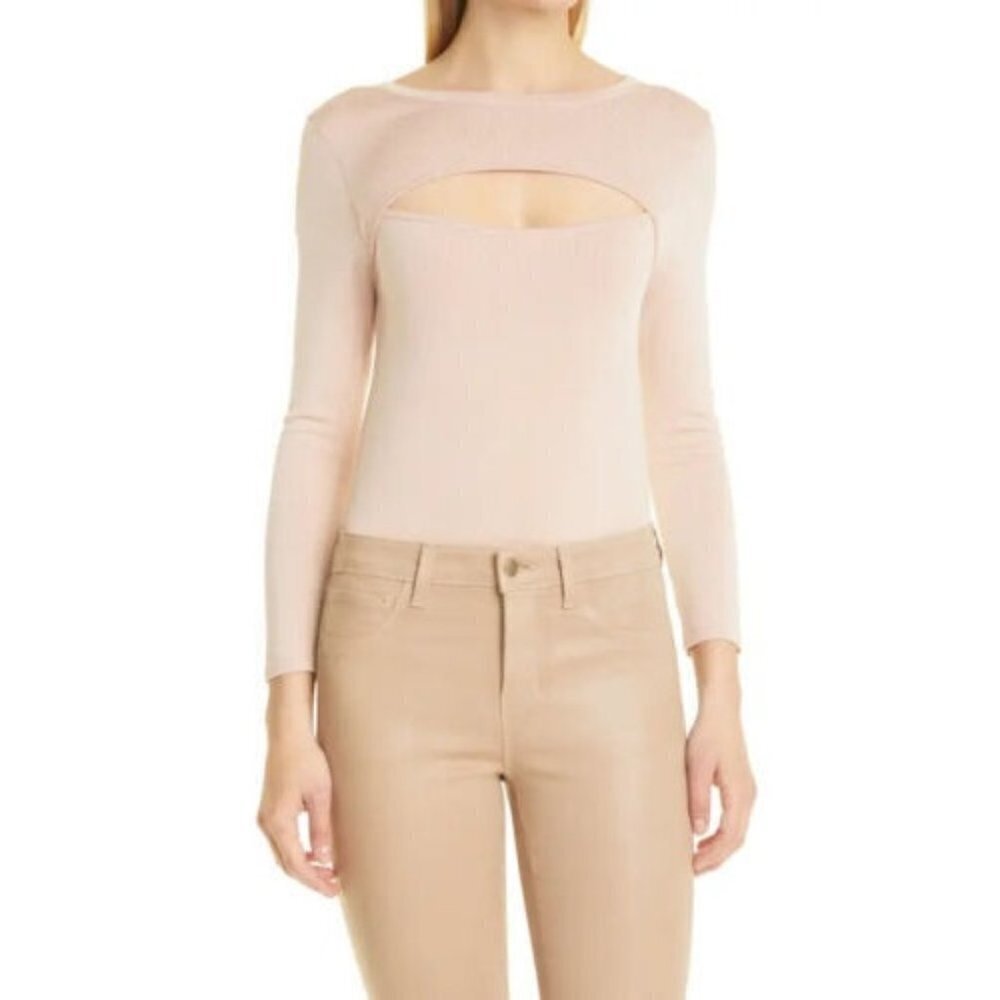 𝅺l'agence BNWOT womens front cut out "Jocelyn" sz small blush knit sweater